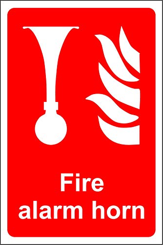 Hinweisschild mit Feueralarmhorn, selbstklebend, 200 mm x 150 mm von KPCM Display ltd
