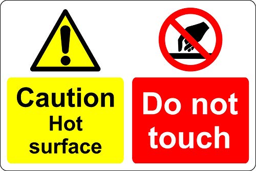 Hinweisschild mit der Aufschrift "Caution Hot Surface Do Not Touch", 3 mm, Aluminium, 200 mm x 150 mm von KPCM Display ltd