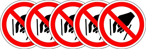 ISO Safety Sign Label – International keine erreichen in Symbol – Sticker Selbstklebend 100 mm Durchmesser (5 Stück Aufkleber) von KPCM Display ltd