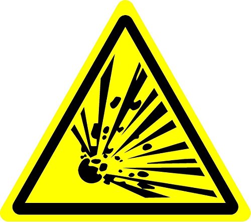 ISO-Sicherheits-Zeichen - Warnung Explosives Material Symbol - Selbstklebende Aufkleber 50mm x 50mm von KPCM Display ltd