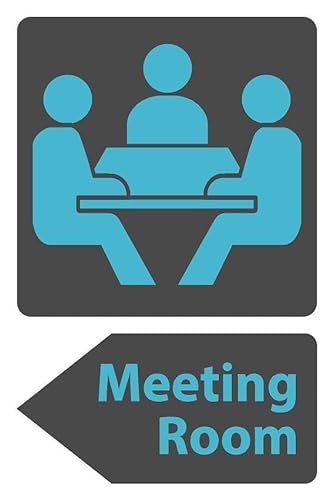Informationsschild mit Aufschrift "Meeting Room", grau, Richtung links – selbstklebender Aufkleber (300 mm x 200 mm) von KPCM Display ltd