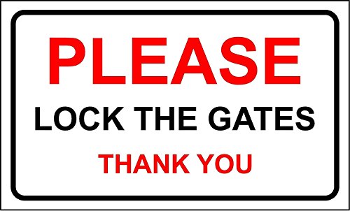 KPCM Display Schild mit der Aufschrift "Please Lock The Gates Thank You", kleine Größe, für Garten und Haus, 200 mm x 90 mm von KPCM Display ltd