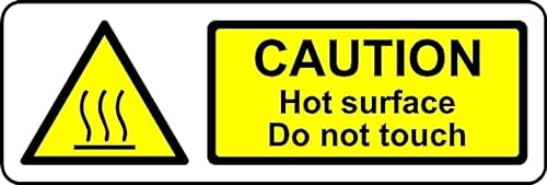 KPCM Display ltd Warnschild "Caution hot surface do not touch", Größe L, selbstklebend von KPCM Display ltd