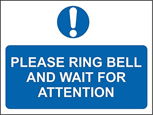 Schild mit englischer Aufschrift „Please ring bell and wait for ey“, 1,2 mm starrer Kunststoff, 400 mm x 300 mm von KPCM Display ltd