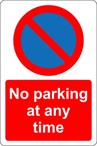 Schild mit englischer Aufschrift "No parking at any time", 3 mm, Aluminium, 400 mm x 300 mm von KPCM Display ltd