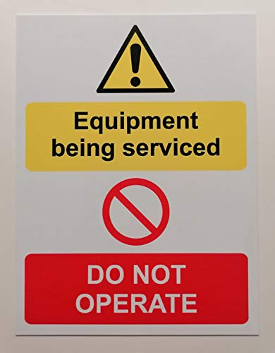 Warnschild Equipment Being Service do not Operate Machinery, 1,2 mm, starrer Kunststoff, 300 mm x 200 mm von KPCM Display ltd