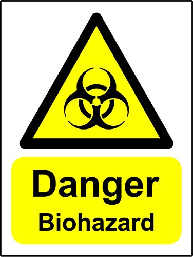 Warnschild mit Aufschrift "Danger Biohazard", selbstklebend, 150 mm x 100 mm von KPCM Display ltd