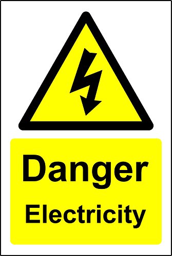 Warnschild mit der Aufschrift „Danger, Electricity“ (Gefahr, Strom), Hinweisschild aus 1,2 mm starren Kunststoff, 200 mm x 150 mm. von KPCM Display ltd
