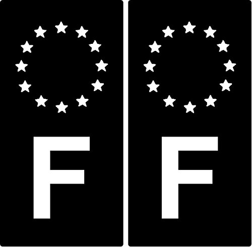 2 Aufkleber, Autokennzeichen. Auto, F, Frankreich – ID, europäisch – Schwarz & Weiß von KPCM Display ltd