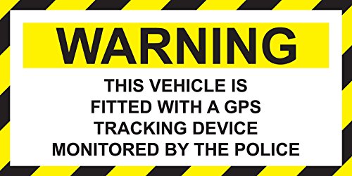 Aufkleber mit der Aufschrift „WARNING - VEHICLE FITTED WITH GPS TRACKING DEVICE“, Polizei-Aukleber, 140 x 70 mm. von KPCM Display ltd