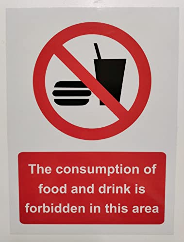 Der Verbrauch von Essen und Trinken ist verboten Schild – Sticker Selbstklebend 150 mm x 200 mm x 200 mm von KPCM Display ltd