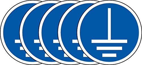 ISO Hinweisschild – Connect eine Erde Terminal zum Vor Ort – Sticker Selbstklebend 50 mm Durchmesser (5 Stück Aufkleber) von KPCM Display ltd