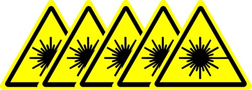 ISO-Sicherheitsschild – Warnung Laserstrahl-Symbol – selbstklebender Aufkleber 50 mm x 50 mm (5 Stück) von KPCM Display ltd