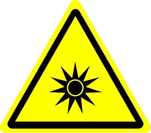 Label-Zeichen ISO Sicherheit - Internationale Warnung Optische Strahlung Symbol - Selbstklebende Aufkleber mit 50 mm Durchmesser von KPCM Display ltd