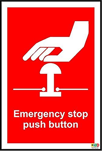 Not Stop Push Button Sicherheit Schild – Sticker Selbstklebend 150 mm x 100 mm von KPCM Display ltd
