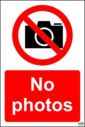 Schild "No Photos", starrer Kunststoff, 300 x 200 mm von KPCM Display ltd