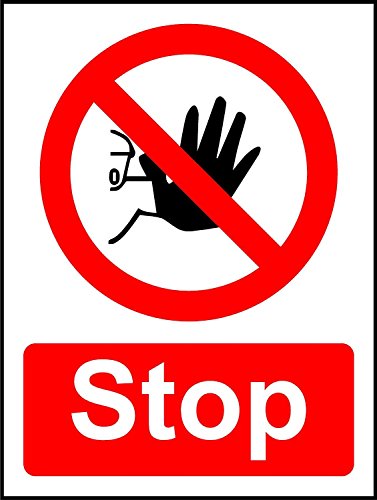 Stop Sicherheitsschild – 1,2 mm starrer Kunststoff, 200 mm x 150 mm von KPCM Display ltd