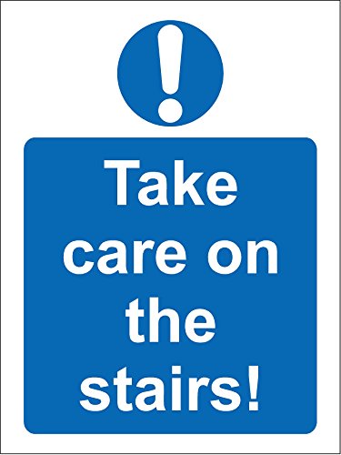 Take Care auf Treppen Hinweisschild – Sticker Selbstklebend 300 mm x 200 mm x 200 mm von KPCM Display ltd
