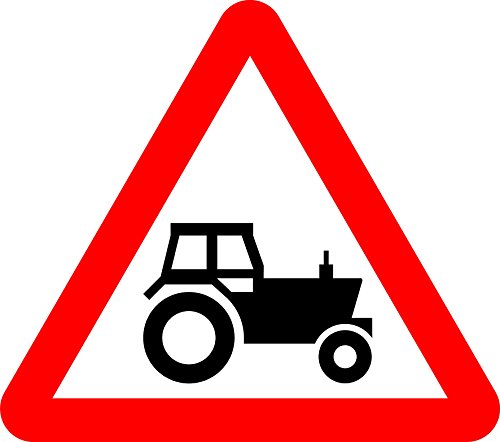 Traktor-Schild, Straßensicherheitsschild – 3 mm Aluminiumschild mit 2 Streifen Kanal auf der Rückseite zur Montage am Pfosten 300 mm x 300 mm von KPCM Display ltd