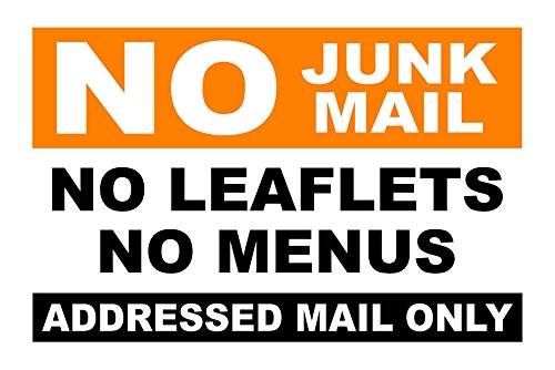 Türaufkleber mit Aufschrift "No Junk Mail", selbstklebend, Orange / Schwarz von KPCM Display ltd