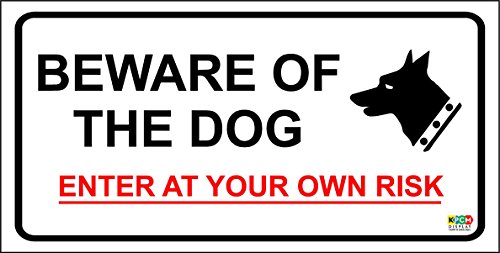 Warnschild mit Aufschrift "Beware Of The Dog Enter At Your Own Risk", 200 mm x 80 mm von KPCM Display ltd