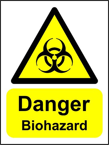 Warnschild mit Aufschrift "Danger Biohazard", selbstklebend, 300 mm x 200 mm von KPCM Display ltd