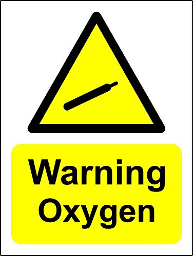 Warnschild mit Aufschrift "Warning Oxygen", selbstklebend, 200 mm x 150 mm von KPCM Display ltd