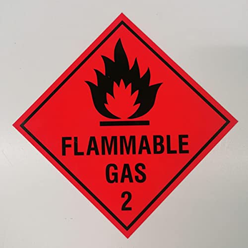Gefahrstoff-Etiketten „Flammable Gas“ – selbstklebender Aufkleber, 100 mm x 100 mm von KPCM Display ltd
