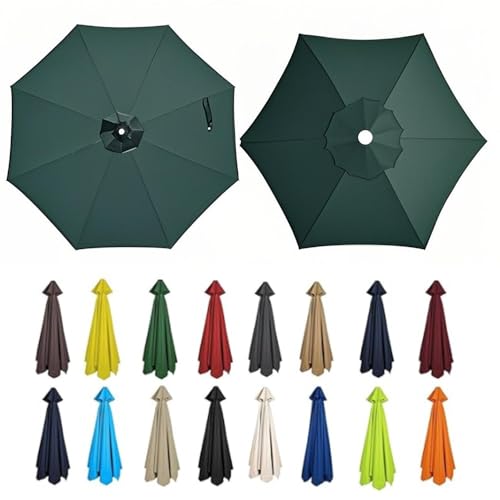 KPEGAXS 2m 2.7m 3m Terrassenschirm Bespannung Stoffbezug Sonnenschirm Ersatzbezug 6Rippen 8Rippen Für Gartenschirm Strandschirm(Green,8.8ft/2.7m(6Ribs)) von KPEGAXS