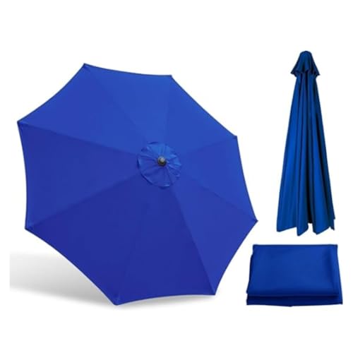 KPEGAXS Terrassenschirm Ersatzdach 2m 2.7m 3m Ersatz Sonnenschirm Überdachung Strand Schirm Ersatzbezug 6 Streben 8 Streben UV-Schutz(Blue,8.8ft/2.7m(8Ribs)) von KPEGAXS