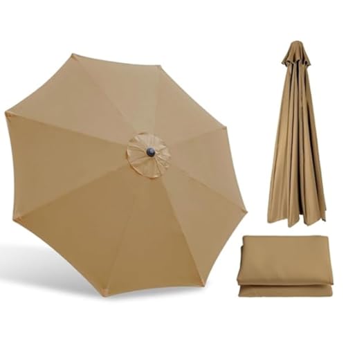 KPEGAXS Terrassenschirm Ersatzdach 2m 2.7m 3m Ersatz Sonnenschirm Überdachung Strand Schirm Ersatzbezug 6 Streben 8 Streben UV-Schutz(Khaki,6.5ft/2m(6Ribs)) von KPEGAXS