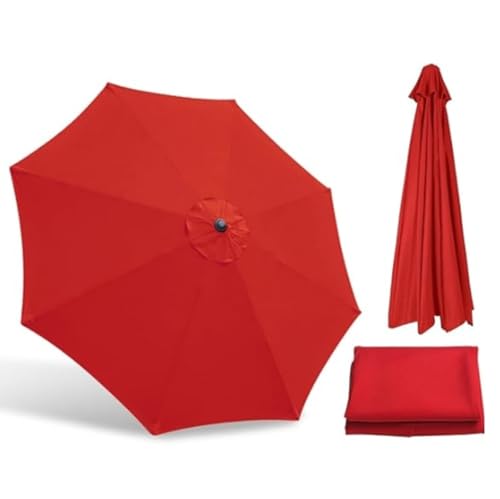 KPEGAXS Terrassenschirm Ersatzdach 2m 2.7m 3m Ersatz Sonnenschirm Überdachung Strand Schirm Ersatzbezug 6 Streben 8 Streben UV-Schutz(Red,6.5ft/2m(6Ribs)) von KPEGAXS