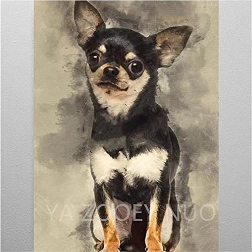 Diamant Painting Bilder Groß Hund Chihuahua 40x80cm DIY Diamant Gemälde Vollbohrer Stickerei Malerei Crystal Strass Kreuzstich Kunst Handwerk Geschenk für Haus, Wand Und Eingang Dekoratione von KPENG