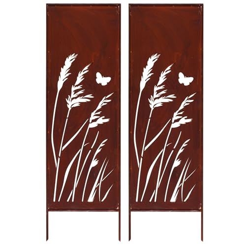 2x Sichtschutz Metall 160 cm x 50 cm – Edelrost Rostoptik für Garten – Elegante Sichtschutzwand aus Cortenstahl – Wetterfester Gartenschutz Zaun – Natürliche Rostpatina mit Schmetterling & Gras 2x Sichtschutz Metall 160 cm x 50 cm – Edelrost Rostoptik für Garten – Elegante Sichtschutzwand aus Cortenstahl – Wetterfester Gartenschutz Zaun – Natürliche Rostpatina mit Schmetterling & Gras von KPGA KAPAGA HOME & GARDEN
