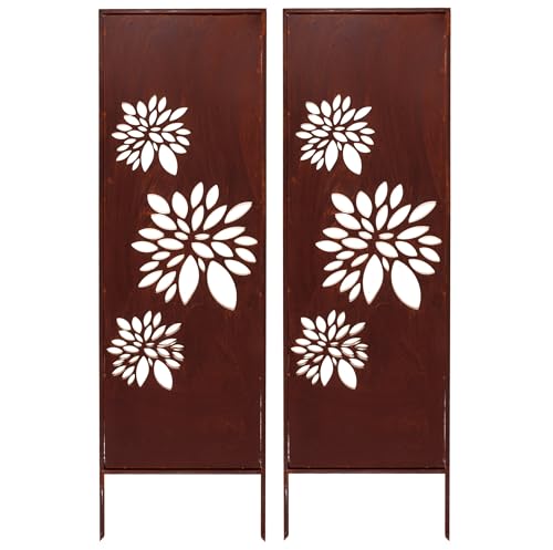 Kapaga - 2x Sichtschutz Metall - 160 cm x 50 cm - Edelrost - Rostoptik Sichtschutz für Garten - Sichtschutzelement - Sichtschutzwand - Gartendekoration Zaun - Rost (Drei Astern) von KPGA KAPAGA HOME & GARDEN