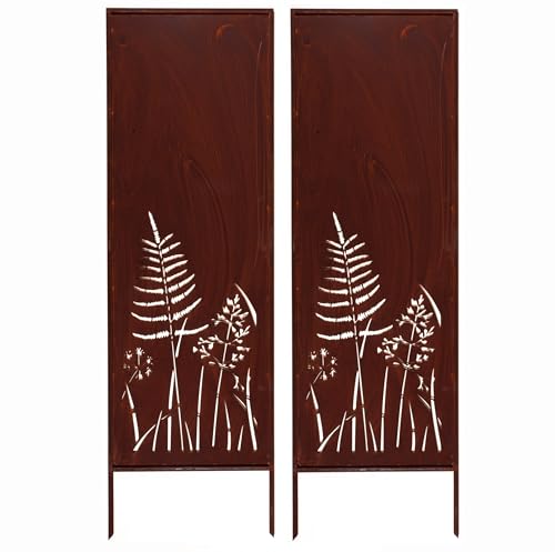 Kapaga - 2x Sichtschutz Metall - 160 cm x 50 cm - Edelrost - Rostoptik Sichtschutz für Garten - Sichtschutzelement - Sichtschutzwand - Gartendekoration Zaun - Rost (Sträucher) von KPGA KAPAGA HOME & GARDEN