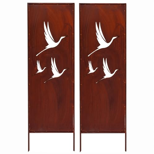 Kapaga - 2x Sichtschutz Metall - 160 cm x 50 cm - Edelrost - Rostoptik Sichtschutz für Garten - Sichtschutzelement - Sichtschutzwand - Gartendekoration Zaun - Rost (Vögel) von KPGA KAPAGA HOME & GARDEN