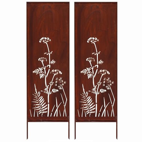 Kapaga - 2x Sichtschutz Metall - 160 cm x 50 cm - Edelrost - Rostoptik Sichtschutz für Garten - Sichtschutzelement - Sichtschutzwand - Gartendekoration Zaun - Rost (Wiesen) von KPGA KAPAGA HOME & GARDEN