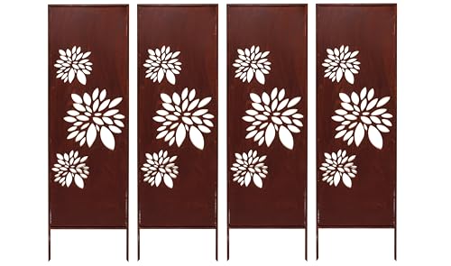 Kapaga - 4x Sichtschutz Metall - 160 cm x 50 cm - Edelrost - Rostoptik Sichtschutz für Garten - Sichtschutzelement - Sichtschutzwand - Gartendekoration Zaun - Rost (Drei Astern) von KPGA KAPAGA HOME & GARDEN