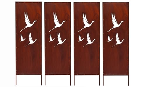Kapaga - 4x Sichtschutz Metall - 160 cm x 50 cm - Edelrost - Rostoptik Sichtschutz für Garten - Sichtschutzelement - Sichtschutzwand - Gartendekoration Zaun - Rost (Vögel) von KPGA KAPAGA HOME & GARDEN