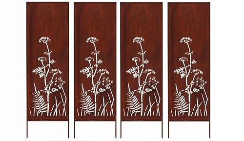 Kapaga - 4x Sichtschutz Metall - 160 cm x 50 cm - Edelrost - Rostoptik Sichtschutz für Garten - Sichtschutzelement - Sichtschutzwand - Gartendekoration Zaun - Rost (Wiesen) von KPGA KAPAGA HOME & GARDEN