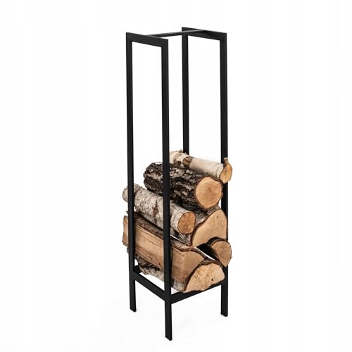 Kapaga - GESCHWEIßT - Kaminholzregal 25x25x100 cm, Brennholzregal, Kaminholzhalter, Feuerholzregal, Kaminholzständer, Brennholz, Holzhalter aus Metall in Schwarz, Loft ohne Verschraubung von KPGA KAPAGA HOME & GARDEN