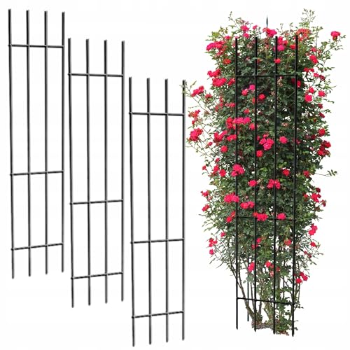 Kapaga - Rankgitter - Rankhilfe Garten - Staudenhalter - Blumenhalter - Rankengewächs Pflanzenstütze - Blumenstütze - Staudenstütze - Rankhilfe Strauchhalter (Schwarz, 150 cm x 3) von KPGA KAPAGA HOME & GARDEN