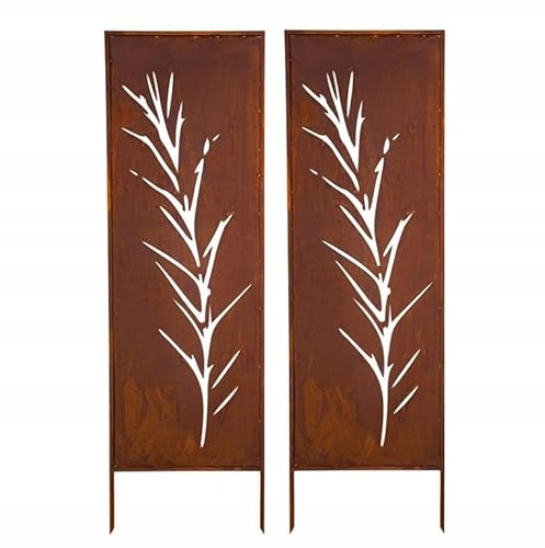 Kapaga - Sichtschutz Metall 2x - 160 cm x 50 cm - Edelrost - Rostoptik Sichtschutz für Garten - Sichtschutzelement - Sichtschutzwand - Gartendekoration Zaun - Rost (Gras) von KPGA KAPAGA HOME & GARDEN