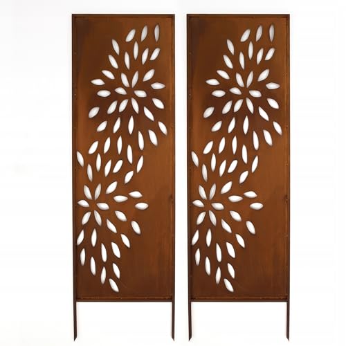 Kapaga - Sichtschutz Metall 2x - 160 cm x 50 cm - Edelrost - Rostoptik Sichtschutz für Garten - Sichtschutzelement - Sichtschutzwand - Gartendekoration Zaun - Rost (Azur) von KPGA KAPAGA HOME & GARDEN
