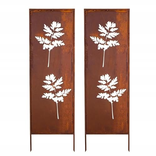 Kapaga - Sichtschutz Metall 2x - 160 cm x 50 cm - Edelrost - Rostoptik Sichtschutz für Garten - Sichtschutzelement - Sichtschutzwand - Gartendekoration Zaun - Rost (Blumen) von KPGA KAPAGA HOME & GARDEN