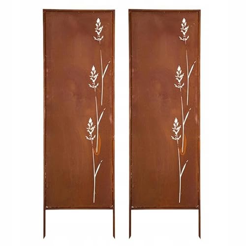 Kapaga - Sichtschutz Metall 2x - 160 cm x 50 cm - Edelrost - Rostoptik Sichtschutz für Garten - Sichtschutzelement - Sichtschutzwand - Gartendekoration Zaun - Rost (Blumen) von KPGA KAPAGA HOME & GARDEN