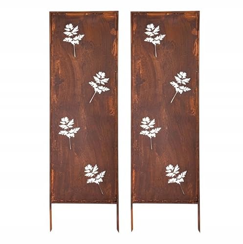 Kapaga - Sichtschutz Metall 2x - 160 cm x 50 cm - Edelrost - Rostoptik Sichtschutz für Garten - Sichtschutzelement - Sichtschutzwand - Gartendekoration Zaun - Rost (Blumen) von KPGA KAPAGA HOME & GARDEN