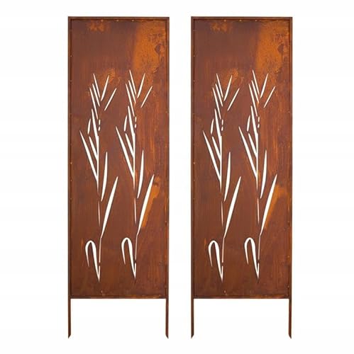 Kapaga - Sichtschutz Metall 2x - 160 cm x 50 cm - Edelrost - Rostoptik Sichtschutz für Garten - Sichtschutzelement - Sichtschutzwand - Gartendekoration Zaun - Rost (Strauch) von KPGA KAPAGA HOME & GARDEN