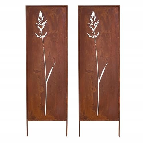 Kapaga - Sichtschutz Metall 2x - 160 cm x 50 cm - Edelrost - Rostoptik Sichtschutz für Garten - Sichtschutzelement - Sichtschutzwand - Gartendekoration Zaun - Rost (Strauch) von KPGA KAPAGA HOME & GARDEN